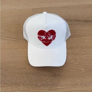 Boys Lie Yours Truly Corduroy Trucker Hat White Gray Red